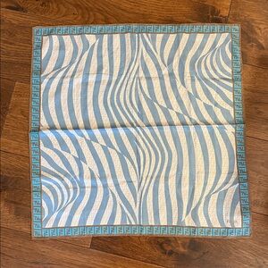Fendi Zucchino Zebra Blue/Brown Silk Scarf Authentic 100% Silk